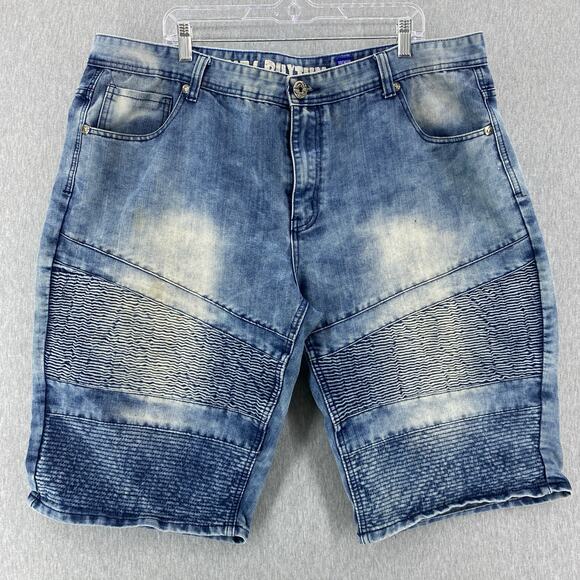 Beat & Rhythm Men’s Premium‎ Denim Jean Shorts Distressed Blue Sz 44 - Picture 1 of 6